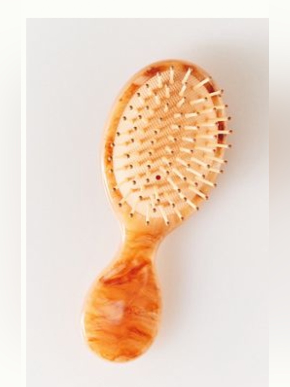 Anthropologie Marbleized Amber Paddle Hair Brush-Mini Purse Sized